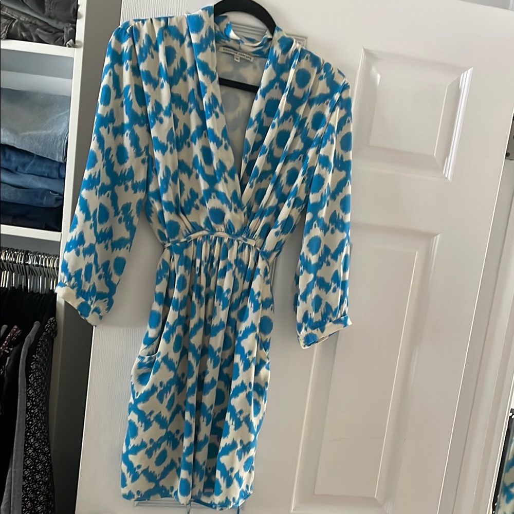 Collective Concepts Blue and Cream Dress